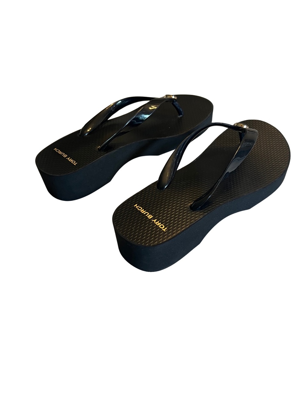 Tory Burch Black Platform Logo Thong Sandals - Picture 3 of 6